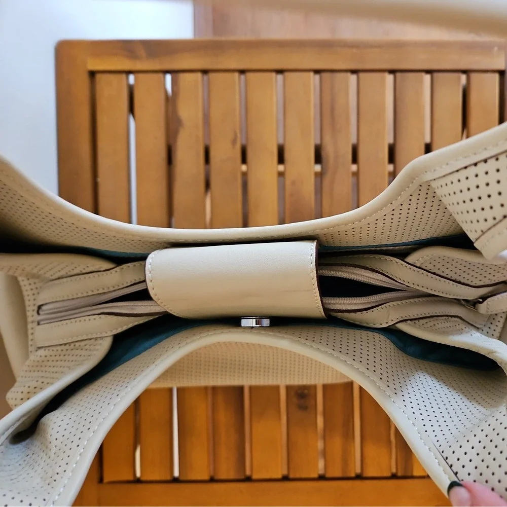 LEVENGER Perforated Leather‎ Ivory Large Hobo Bag